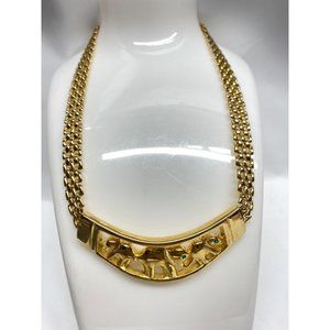 Elephant Choker Chain Link Necklace Figural Animal AFJ Luck Gold Tone
